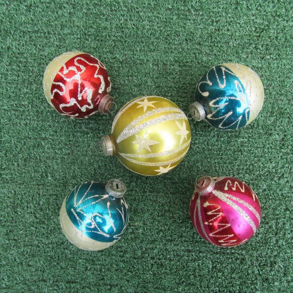 Set of 5 Lanissa West Germany Mercury Glass Ball Christmas Ornaments - Picture 1 of 7